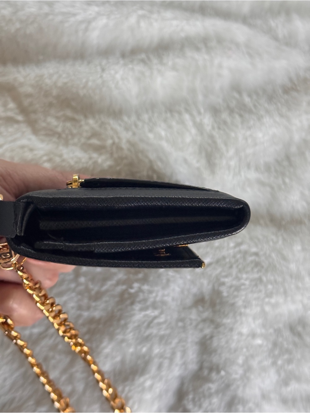 Authentic Prada Black Saffiano Leather Shoulder Bag with Gold Chain - Picture 8 of 14